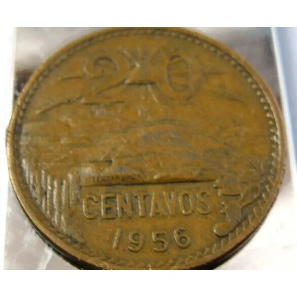 1956 20 Centavos Coin Money Clip Stainless Steel Wallet Cash Holder Silver